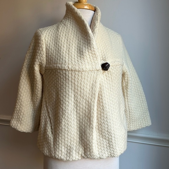 Free People Jackets & Blazers - Free people Wool cropped Coat Cream white One Button Small EUC